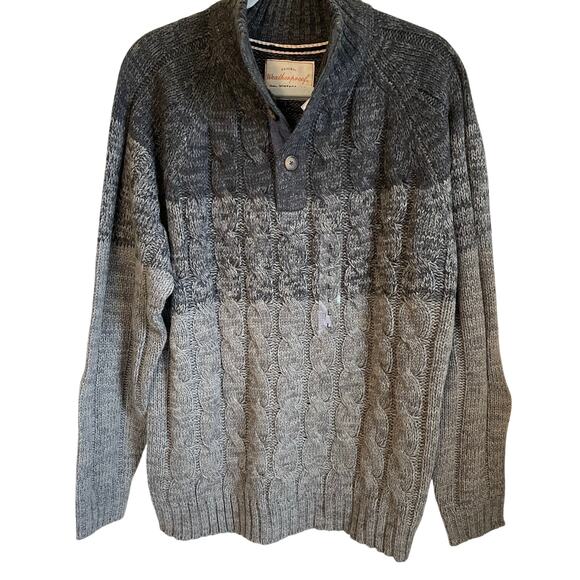 Original Weatherproof Vintage Men's Sweater Pullover Sz L Cable Knit Gray Cabin - Picture 1 of 8
